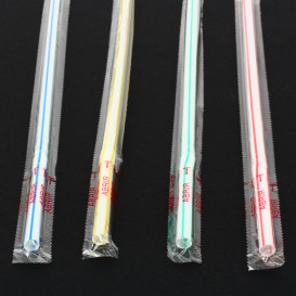 Plastic Straw Flexible PS Film Wrapped Ø0,6cm 23cm (1000 Units)