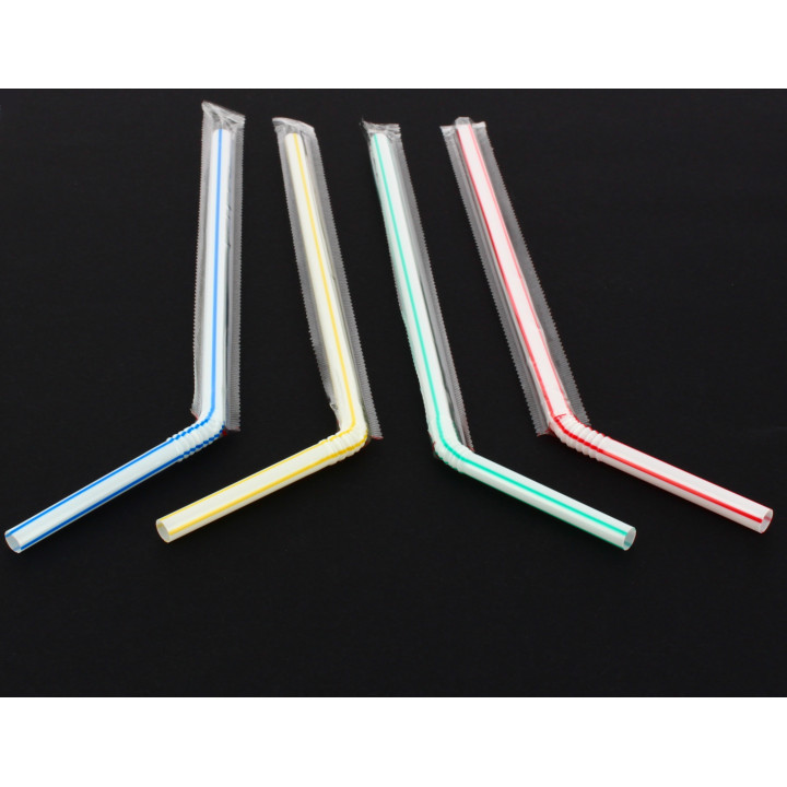 Plastic Straw Flexible PS Film Wrapped Ø0,6cm 23cm (1000 Units)