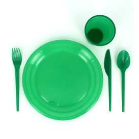 Plastic Plate Flat Green 20,5 cm (10 Units) 