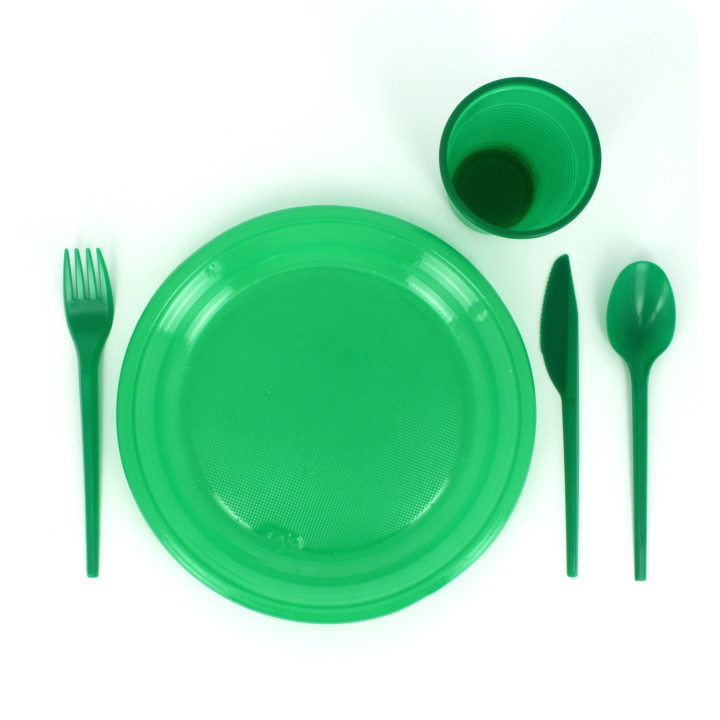 Plastic Plate Flat Green 20,5 cm (10 Units) 