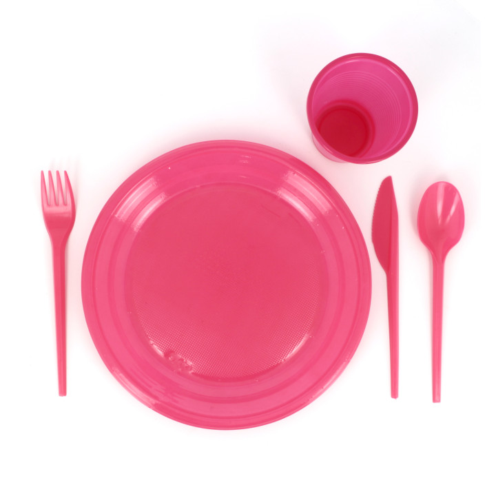 Plastic Knife PS Fuchsia 16,5 cm (15 Units) 