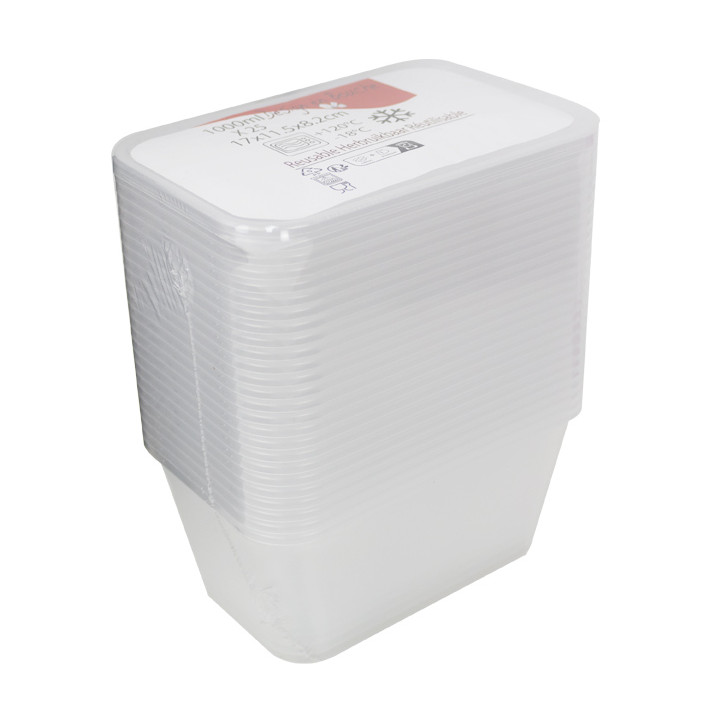 Plastic Deli Container PP Rectangular Shape 1000ml (50 Units) 