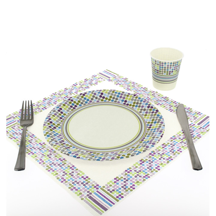 Paper Plate "Rayas y Topos" Design 18cm (12 Units) 