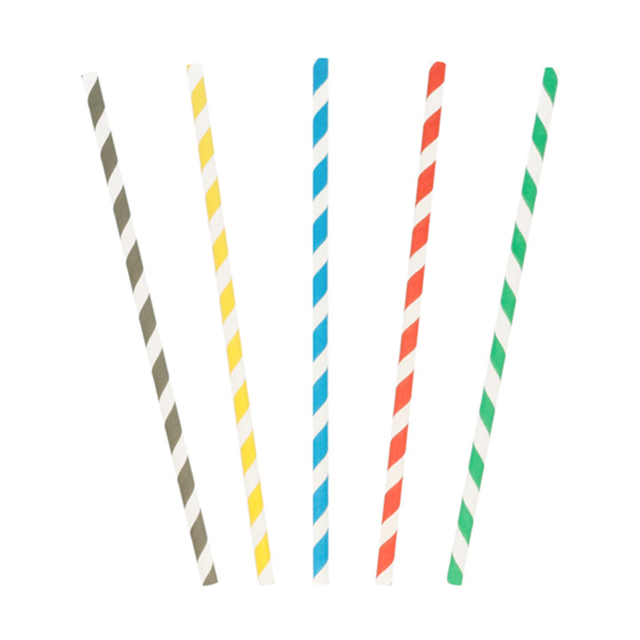 Paper Straw Straight Striped Ø0,6cm 20cm 