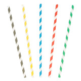 Paper Straw Straight Striped Ø0,6cm 20cm 