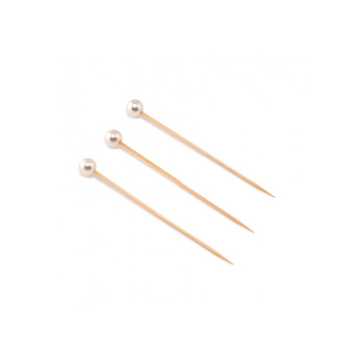 Bamboo Food Pick Pearl Design 9cm (100 Units)  
