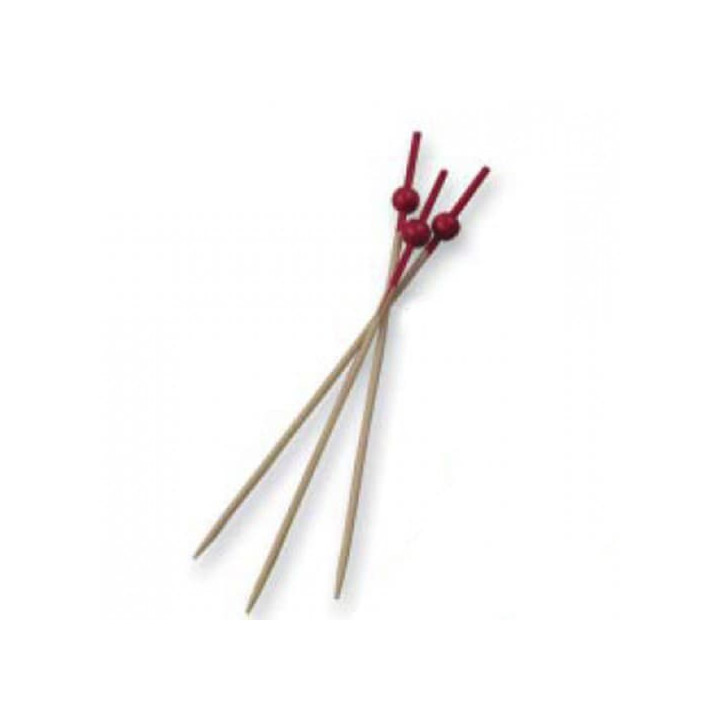 Bamboo Food Pick Red Ball Head Design 9cm (10000 Units)
