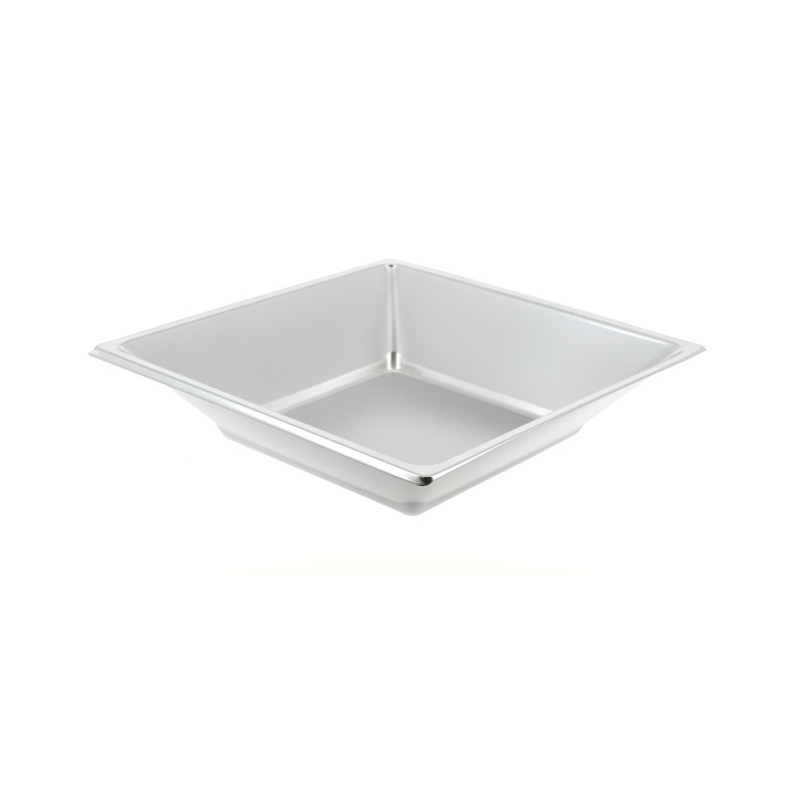 Plastic Plate Deep Square shape Silver 18 cm 