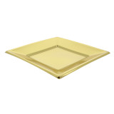 Plastic Plate Flat Square shape Gold 23 cm 