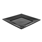 Plastic Plate Flat Square shape Black 17 cm 