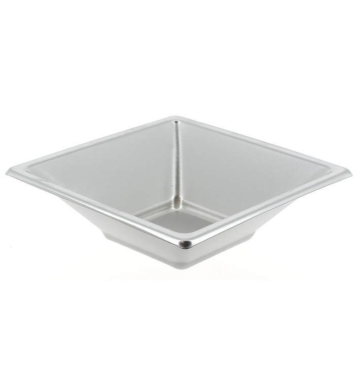 Plastic Bowl PS Square shape Silver 12x12cm 