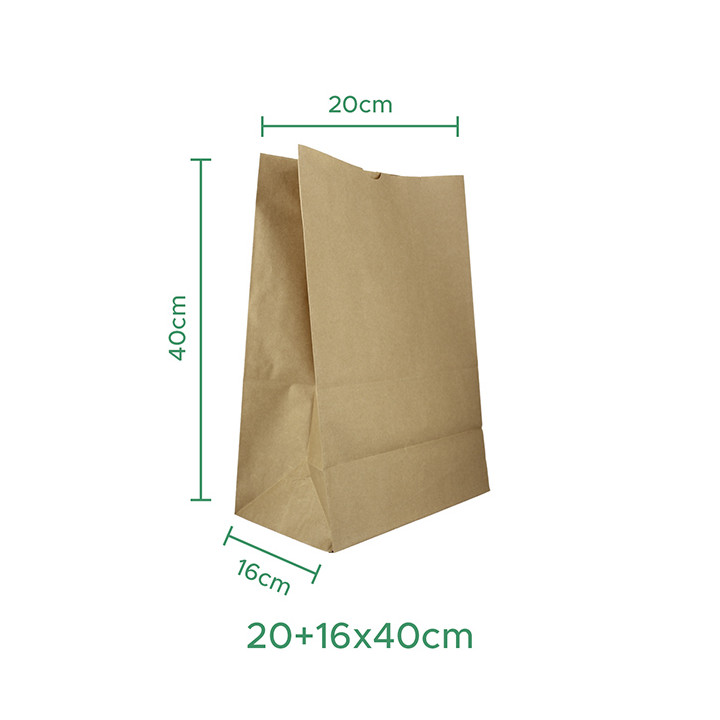 Paper Bag without Handle Kraft 20+16x40cm (25 Units)