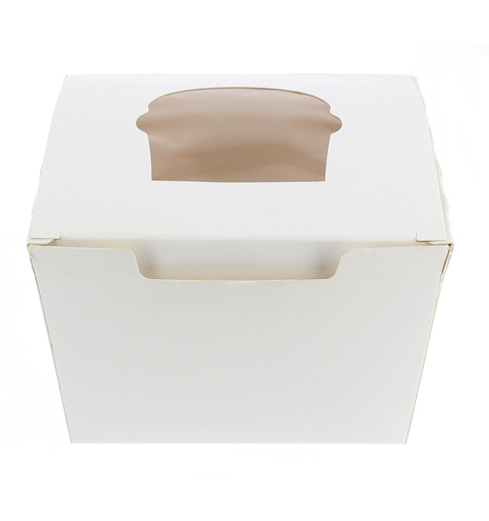 Paper Cupcake Box 1 Slot White 11x10x7,5cm 
