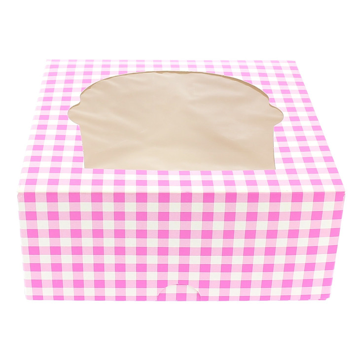 Paper Cupcake Box 4 Slots Pink 17,3x16,5x7,5cm (140 Units)