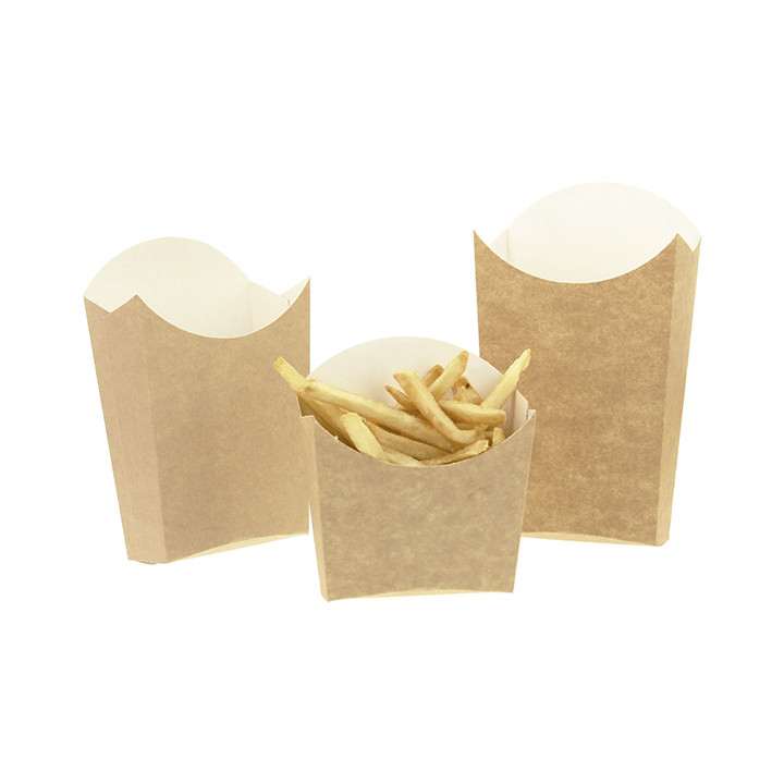 Paper French Fries Scoop Container Kraft Large size 8,2x3,3x14,9cm (25 Units) 