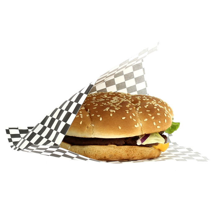 Paper Food Bag Grease-Proof Opened L Shape Black 17x18cm 