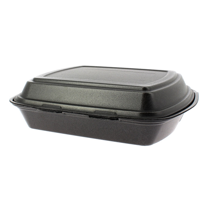 Foam Lunch Box 3 Compartments Black 2,40x2,10x0,70cm (125 Units)  