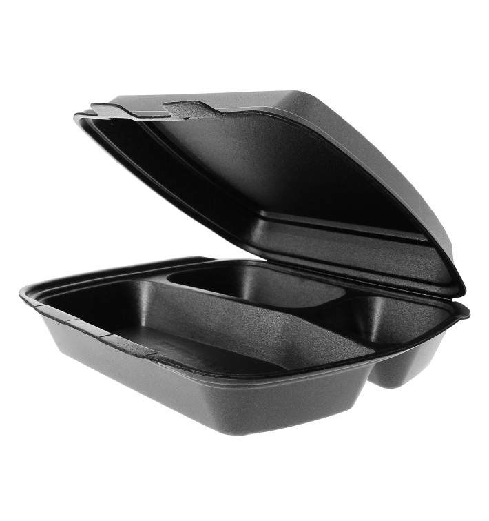 Foam Lunch Box 3 Compartments Black 2,40x2,10x0,70cm 