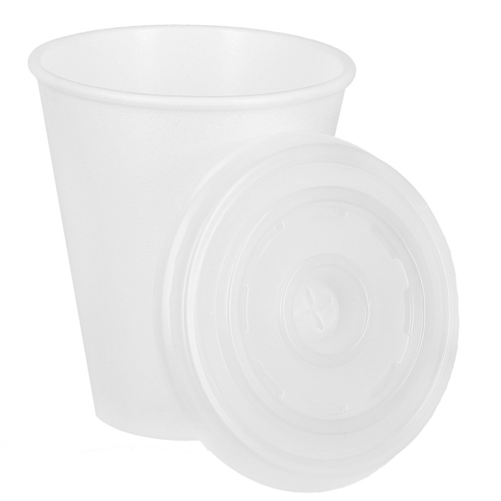 Foam Cup EPS 7Oz/200ml White + Plastic Lid 