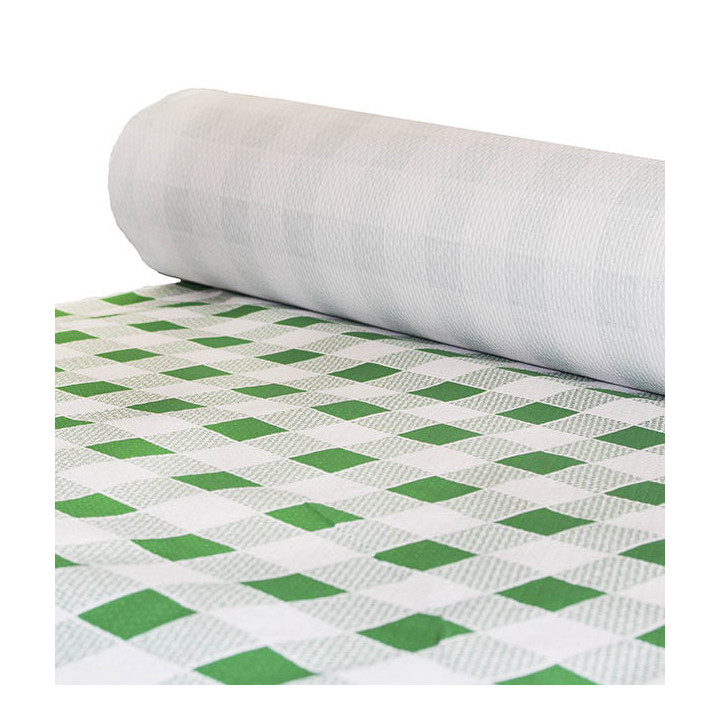 Paper Tablecloth Roll Green Checkers 1x100m. 40g (1 Unit) 