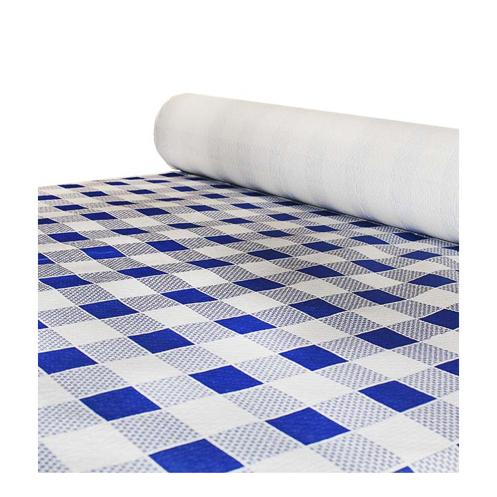 Paper Tablecloth Roll Blue Checkers 1x100m. 40g (1 Unit) 
