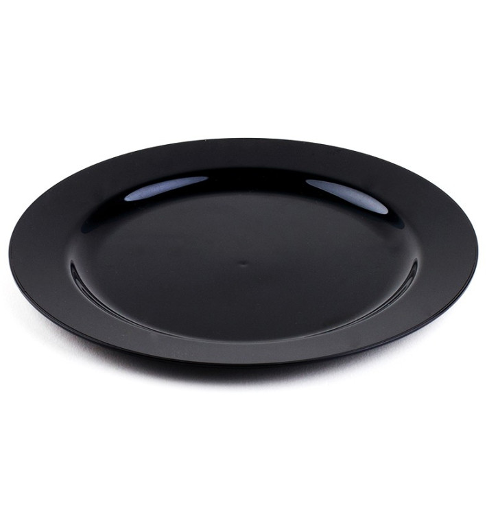 Plastic Plate Extra Rigid Black 26cm 