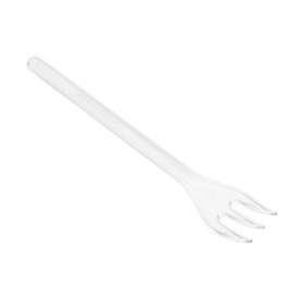 Plastic Tasting Mini Fork Clear 10cm (50 Units) 