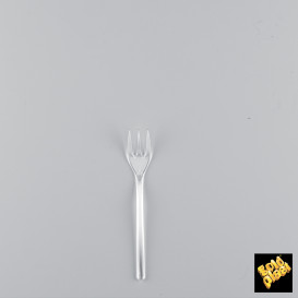 Plastic Tasting Mini Fork Clear 10cm (1500 Units)