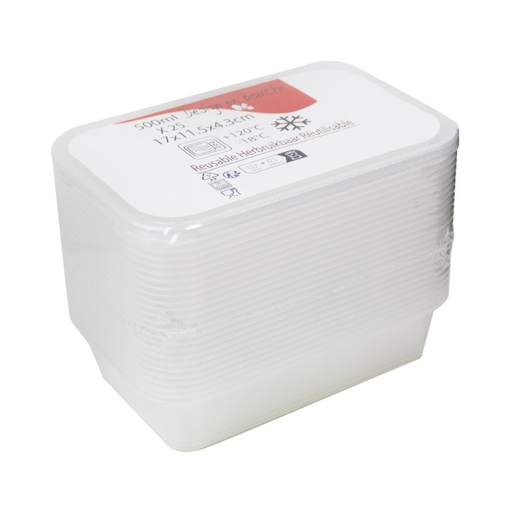 Plastic Deli Container PP Rectangular Shape 500 ml (500 Units)