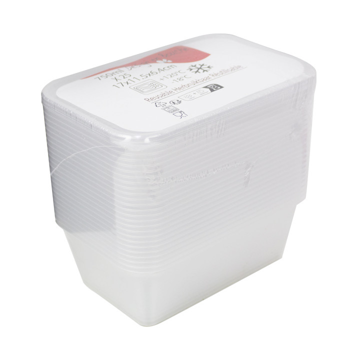 Plastic Deli Container PP Rectangular Shape 750 ml (50 Units) 