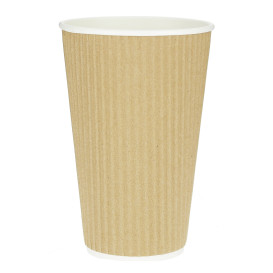 Paper Cup "Ripple Kraft" Brown 16 Oz/480ml Ø8,7cm 