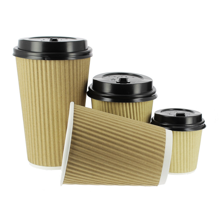 Paper Cup "Ripple Kraft" Brown 12 Oz/360ml Ø8,7cm (25 Units)
