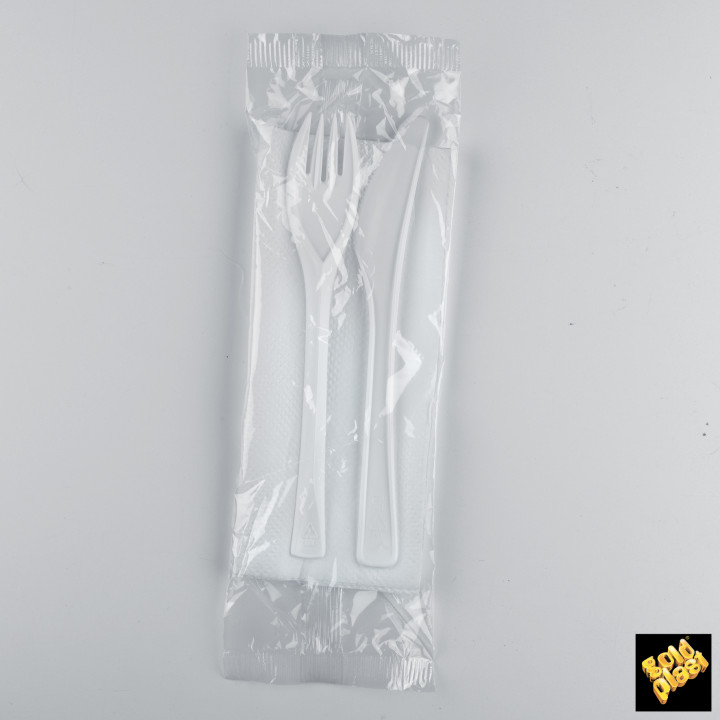 Plastic Cutlery kit PP "Next" Fork, Knife and Napkin (500 Units)