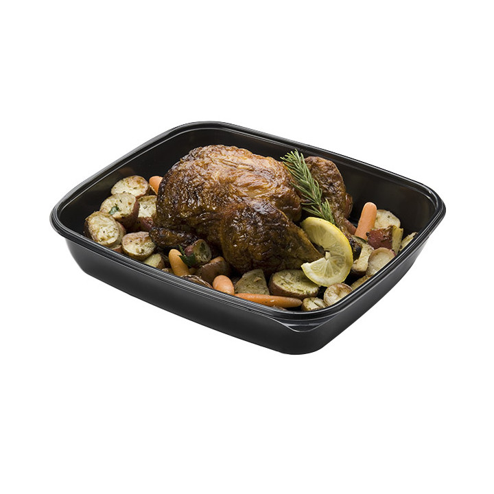Plastic Deli Container PP Black 1350ml 28x20x4cm (50 Units) 