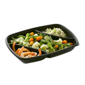 Plastic Deli Container PP 3C Black 975ml 28x20x4cm (50 Units) 