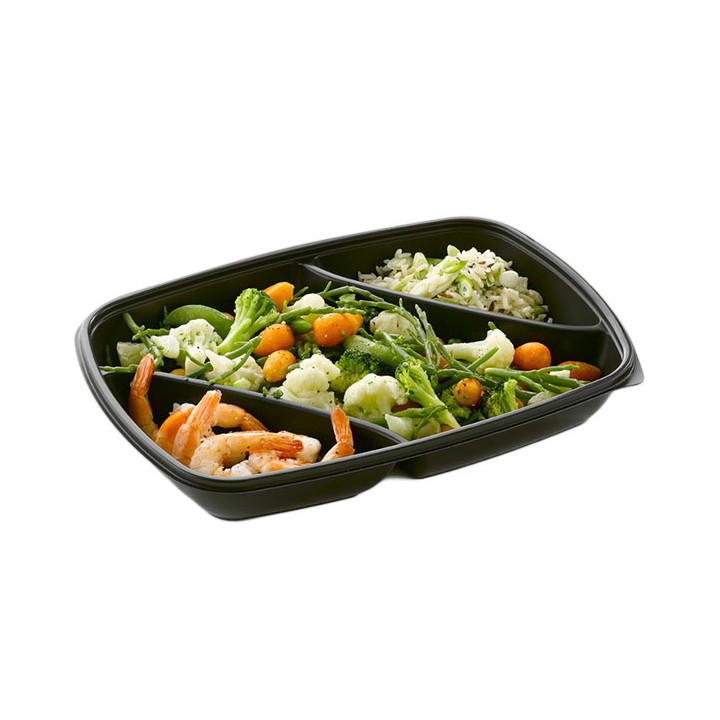 Plastic Deli Container PP 3C Black 975ml 28x20x4cm (150 Units)