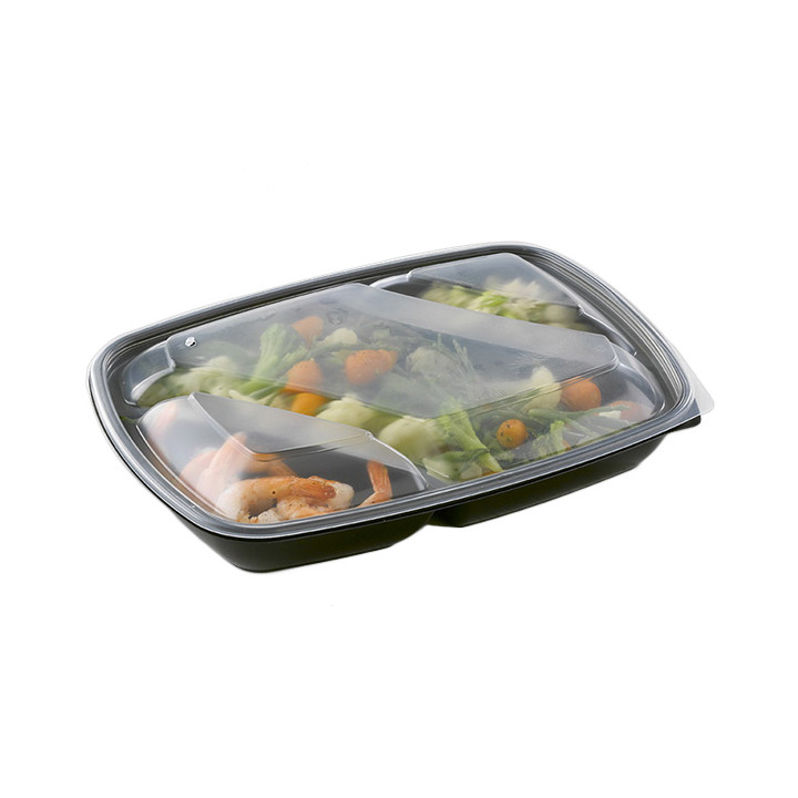Plastic Lid for Deli Container PP Rectangular shape 3C Black 28x20cm (150 Units)
