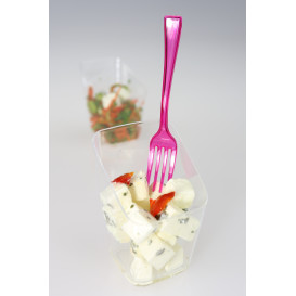 Plastic Fork Premium Raspberry 19 cm (10 Units) 