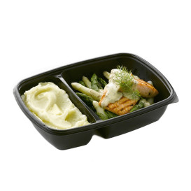 Plastic Deli Container PP 2C Black 900ml 23x16,5x5cm (300 Units)