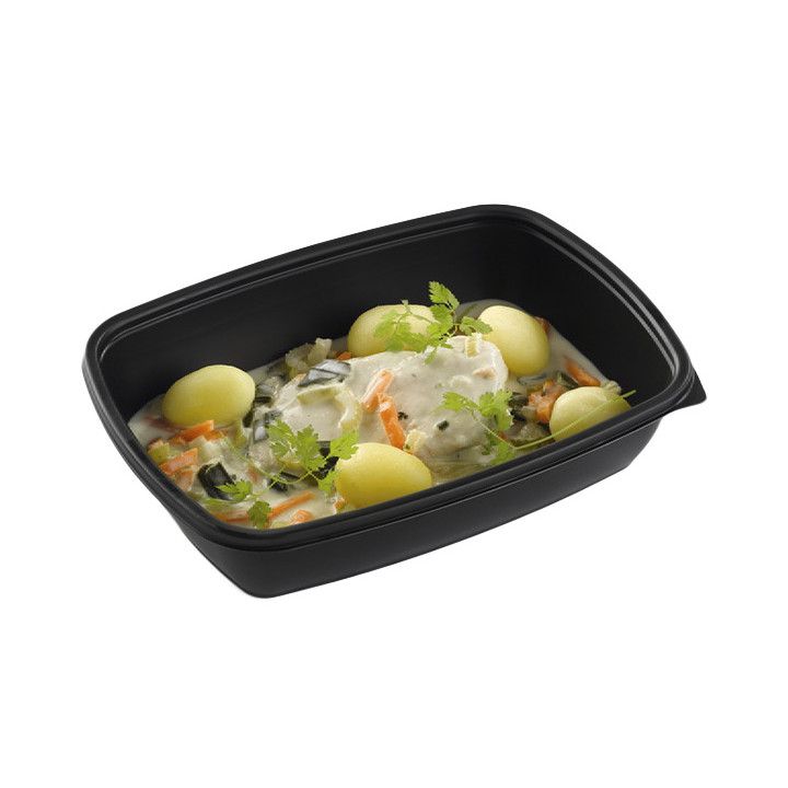 Plastic Deli Container PP Black 900ml 23x16,5cm (75 Units)  
