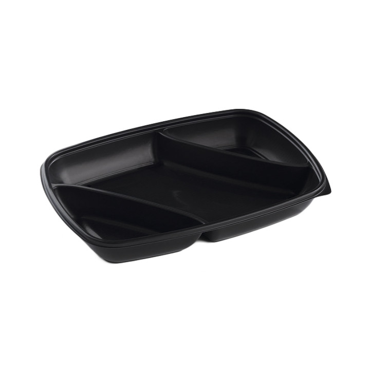 Plastic Deli Container PP 3C Black 975ml 28x20x4cm 