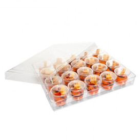 Plastic Tray PS + 20 Bowl Kit with Lid Round Shape (12 Units)