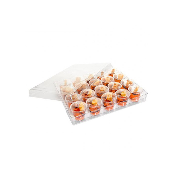 Plastic Tray PS + 20 Bowl Kit with Lid Round Shape (12 Units)