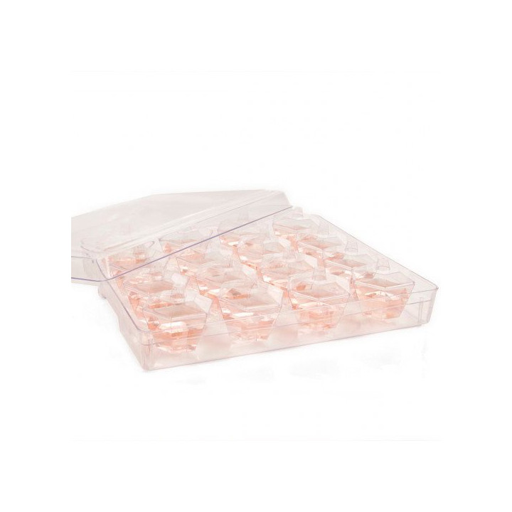 Plastic Tray PS + 16 Bowl Kit with Lid Hexagon Shape Clear (12 Units)