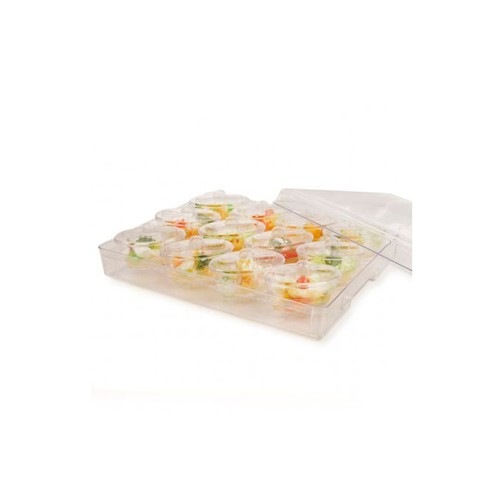 Plastic Tray PS + 12 Bowl Kit with Lid Oval Shape Clear (1 Unit)