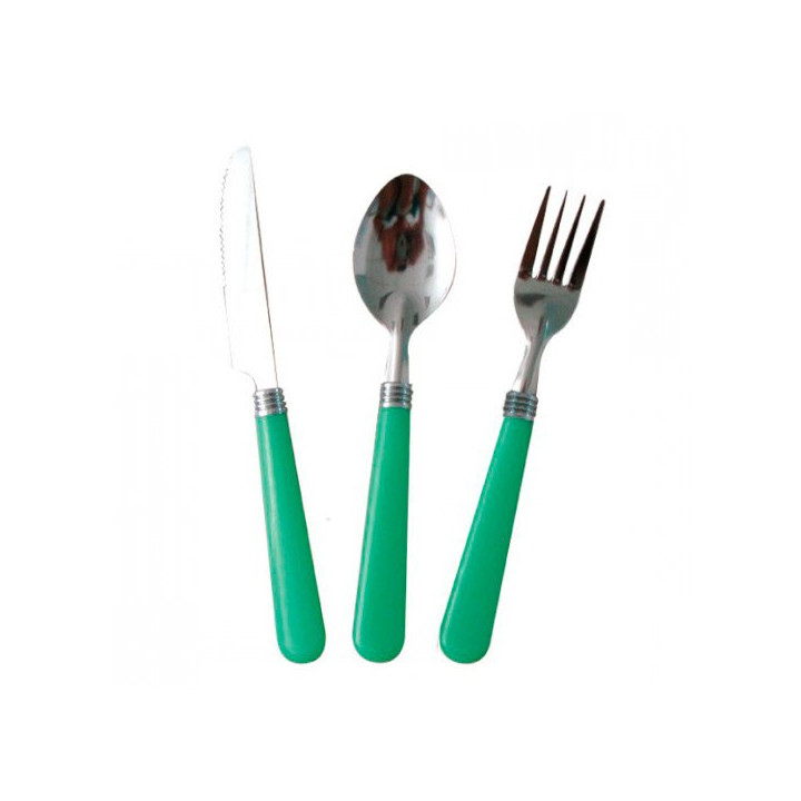 Stainless Steel Cutlery Set Fork Knife and Spoon "Water Green" 