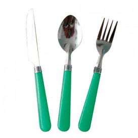Stainless Steel Cutlery Set Fork Knife and Spoon "Water Green" 