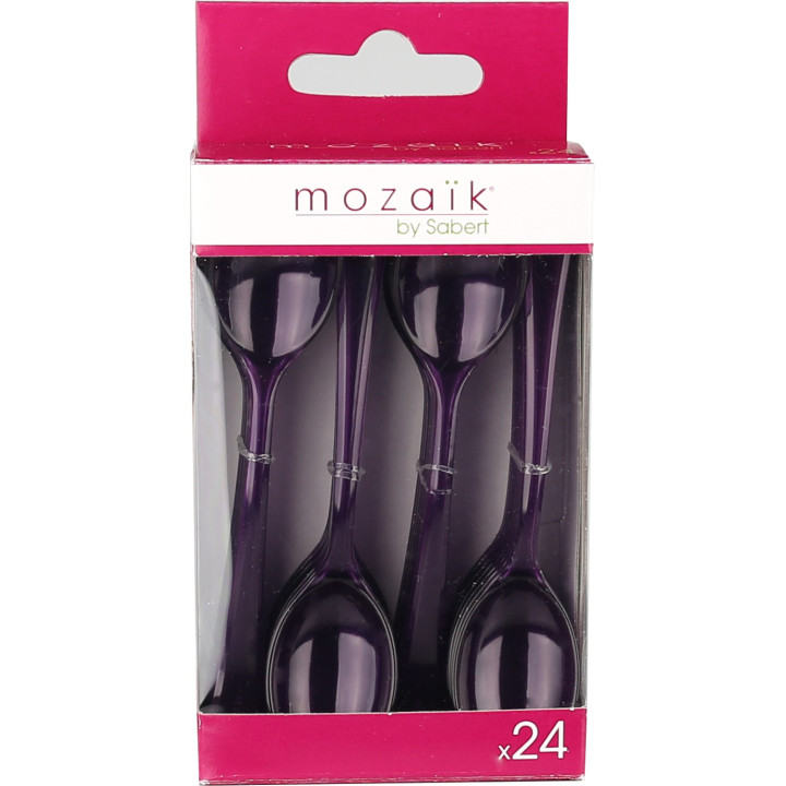 Plastic Spoon Premium Eggplant 16cm (10 Units) 