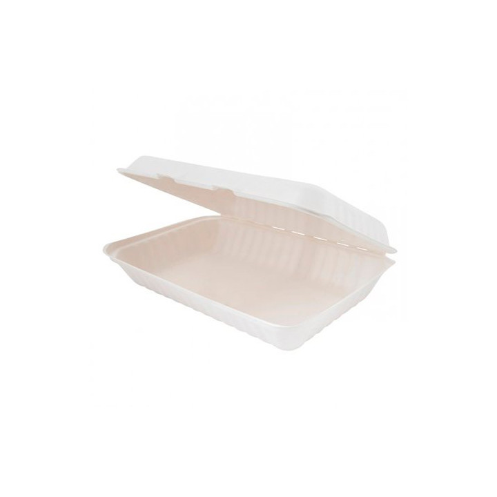 Sugarcane Hinged Container White 33,5x23x7,5cm (50 Units) 