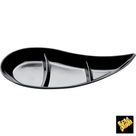 Tasting Sauce Bowl PS "Virgola" 3 Comp. Black 30 ml (50 Units)